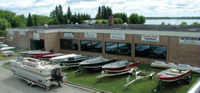 Avalon pontoon & Lund boats at the dealership